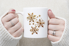 Christmas snowflakes design| Gold pattern T-shirt clipart Product Image 3