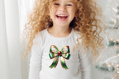 Christmas coquette bows design|Red Green bow T-shirt clipart Product Image 4
