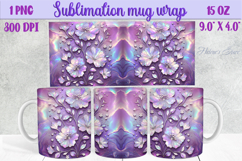 Lilac pastel floral mug wrap 15 oz sublimation design png Product Image 1