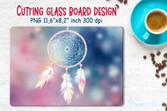 Boho dreamcatcher kitchen glass cutting board sublimation Product Image 2