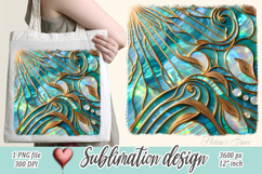 Aquamarine ocean gold and pearl sublimation design png Product Image 1