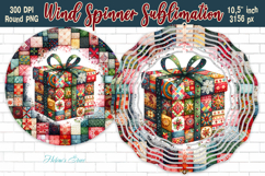 Patchwork Christmas gift Wind Spinner sublimation design png Product Image 1