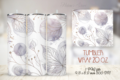 Lilac watercolor leaves straight tumbler 20oz wrap designs Product Image 1