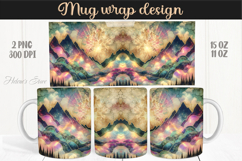 Fantasy mountains iridescent design mug wrap 15oz 11oz png Product Image 1