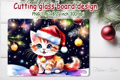 Christmas cutting board | Cute kitten playing with ornaments Product Image 1
