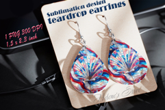 Abstract shell Patriotic teardrop earring sublimation design Product Image 1