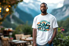 African american man white t-shirt mockup JPG and PSD Product Image 2