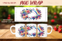 Bright Rainbow rose pattern mug wrap sublimation design png Product Image 1