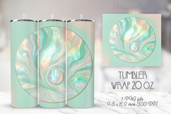 Light aqua pastel tumbler 20oz wrap sublimation design png Product Image 1