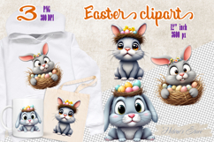 Funny Easter Bunny Sublimation designs | Farmhouse clipart Product Image 1