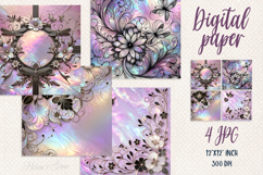 3D Floral lilac pearl digital paper | Scrap booking graphics Product Image 1