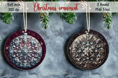 Christmas vintage round ornament sublimation designs PNG Product Image 1