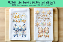 Christmas Coquette bows sublimation kitchen tea towel png Product Image 1