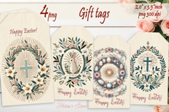 Easter cross Gift Tags|Happy Easter labels|Boho pastel label Product Image 1