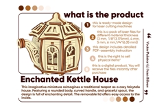 Fairy Kettle House - Laser Cut File, Fantasy Plywood Vector Product Image 2