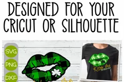 Kiss Me I'm Irish plaid lips - A St Patricks Day Cricut SVG Product Image 2