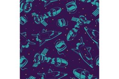 Space seamless pattern with shuttle, international space sta Product Image 1