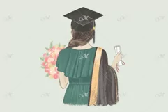 Graduated girl with certificate. Hand drawn illustration Product Image 3