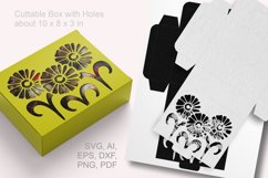 Cuttable Rectangular Gift Box with Three Flowers Holes SVG Product Image 3