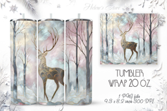 Christmas forest tumbler wrap 20oz sublimation | Magic deer Product Image 1