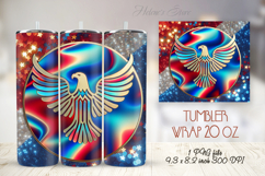 USA Patriotic holiday tumbler wrap 20oz| Bald Eagle png Product Image 1