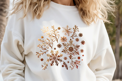 Christmas snowflakes design| Gold pattern T-shirt clipart Product Image 2