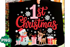 My 1st Christmas PNG, Christmas T-Shirt Product Image 1