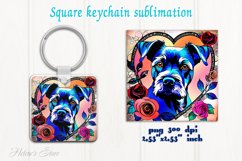 Lover Dog square keychain|Floral heart pets Keychains design Product Image 1