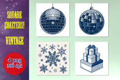 Vintage Disco Ball Coasters PNG Bundle - Winter Holiday Set Product Image 1