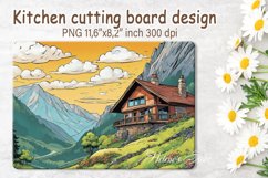 Cutting board sublimation | Mountains house cutting board Product Image 1