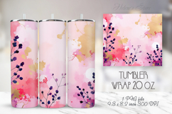 Florals pink tumbler sublimation wrap| Spring abstract desig Product Image 1