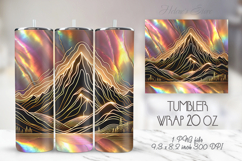 Rainbow Pink Mountains straight skinny tumbler 20oz wrap png Product Image 1