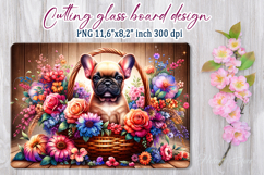 Cute puppy dog in flowers basket cutting glass board designs Product Image 1