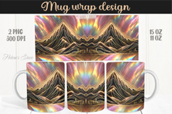 Fantasy mountains iridescent design mug wrap 15oz 11oz png Product Image 1