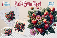 Ripe raspberries heart clipart | Summer sweet food png Product Image 1