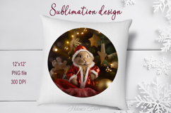 Cute Christmas bunny round cute sublimation design png Product Image 1