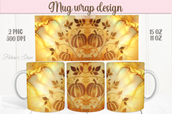 Happy Halloween day mug wrap design png | Gold pumpkins Product Image 1