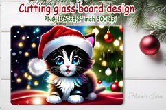 Christmas cutting board | Cute kitten playing with ornaments Product Image 1