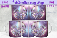 Lilac pastel floral mug wrap 15 oz sublimation design png Product Image 1