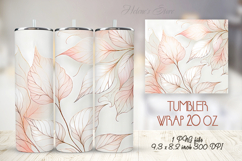 Pink watercolor leaves straight tumbler 20oz wrap designs Product Image 1
