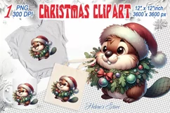 Christmas beaver clipart sublimation PNG |Retro funny animal Product Image 1