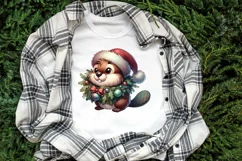 Christmas beaver clipart sublimation PNG |Retro funny animal Product Image 2