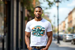African american man white t-shirt mockup JPG and PSD Product Image 2