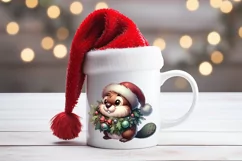 Christmas beaver clipart sublimation PNG |Retro funny animal Product Image 3