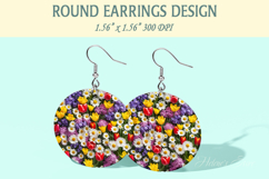 Spring Flowers earrings | Floral Round Earring sublimation Product Image 1