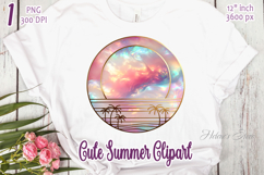 Pink summer beach palm pattern clipart | Cute ocean design Product Image 1