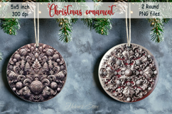 Christmas vintage round ornament sublimation designs PNG Product Image 1