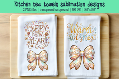Christmas Coquette bows sublimation kitchen tea towel png Product Image 1