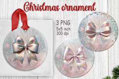 Pink Coquette bows round ornament sublimation designs PNG Product Image 1