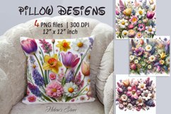Spring flower pillow design | Watercolor Floral sublimation Product Image 1